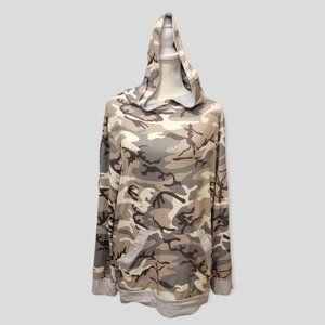 Barlver Women's Gray Camoflauge Longsleeve Pullover Hoodie Sweater Size M